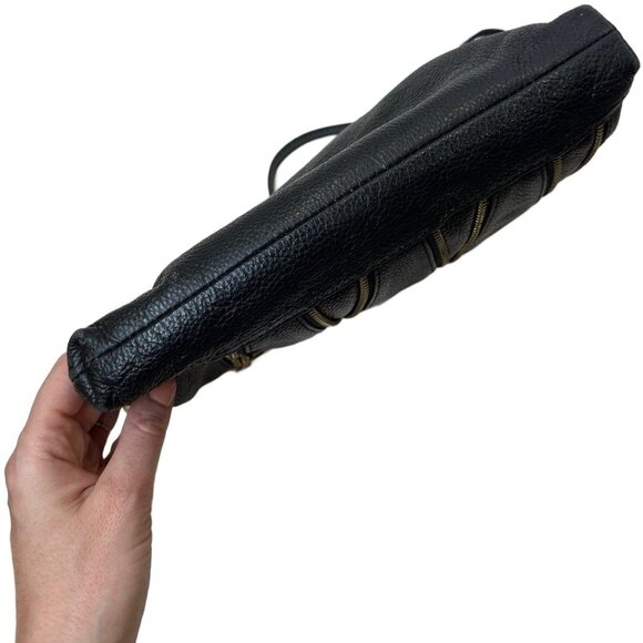 Tory Burch Crossbody Leather Bag Black Gold Logos Zipper Limited Edition - Picture 7 of 9